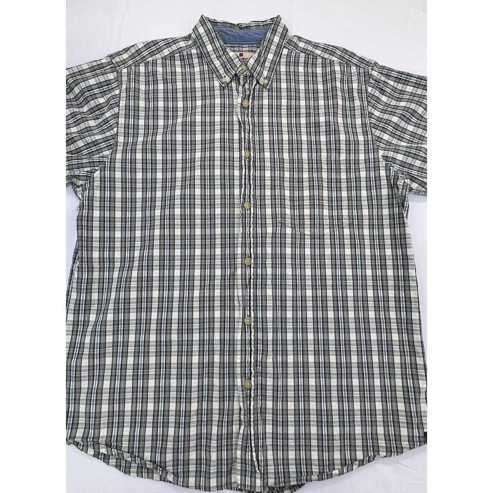 Woolrich Mens Small Plaid Short Sleeve Cotton Button Down Casual Shirt Size L